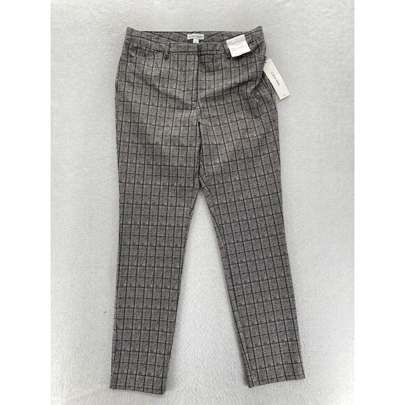 Calvin Klein Suit Pants Women's 8 Black Glen Plaid Stretch Slim Leg Ankle Career - Picture 1 of 12